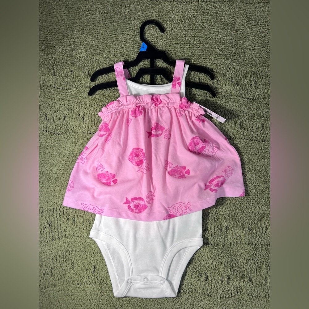 NEW, Carter's Pink Fish Print Baby Top and Bodysuit